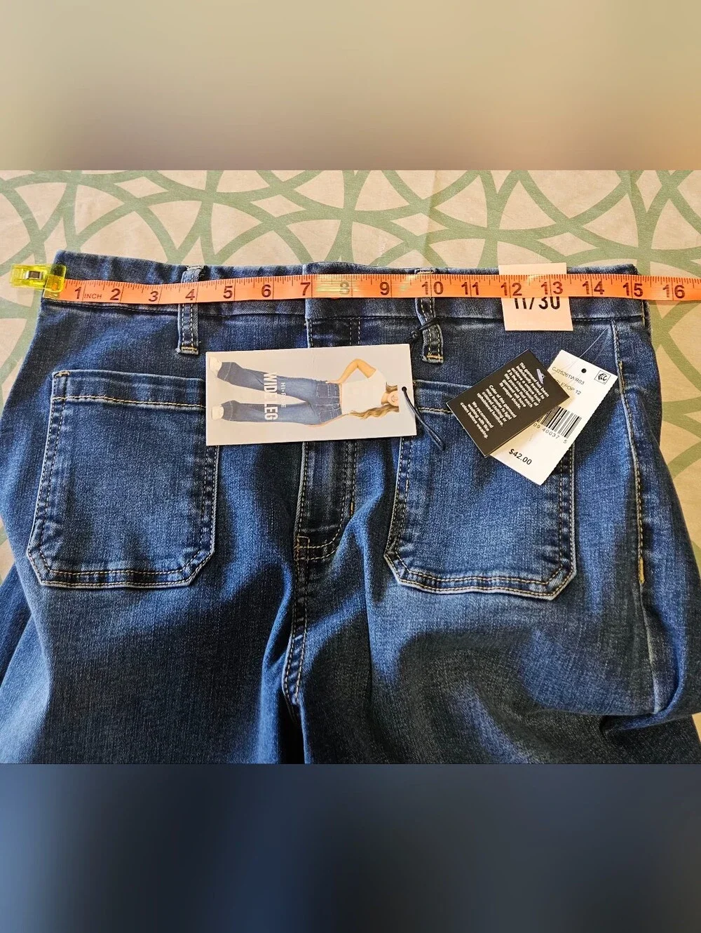Celebrity Pink Juniors High Wide-Leg Patch Pocket Dark Wash Jeans Size 11/30 NWT - Picture 10 of 16